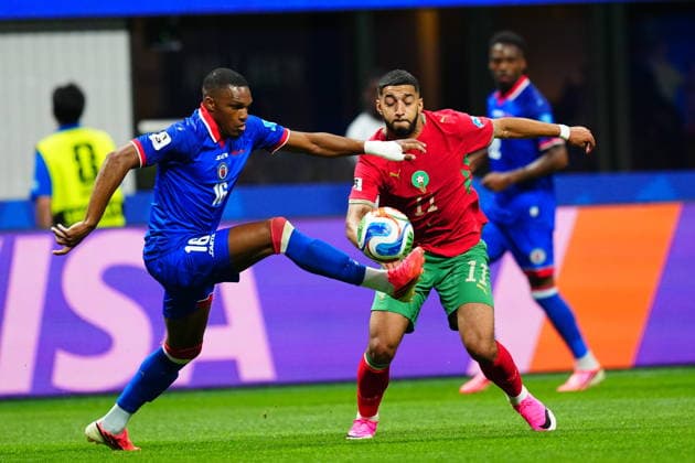 Morocco v Haiti - FIFA World Cup, WM, Weltmeisterschaft, Fussball 2026 - Group C ATLANTA, USA - JUNE 24: Ismael Saibari (11) of Morocco in action against Lenny Joseph of Haiti during 2026 FIFA World Cup First Stage Group C match between Morocco and Haiti at Mercedes-Benz Stadium (Atlanta Stadium) in Atlanta, Georgia, United States on June 24, 2026. Evrim Aydin Anadolu Georgia United States. Editorial use only. Please get in touch for any other usage.  Copyright: x2026xAnadoluxEvrimxAydinx