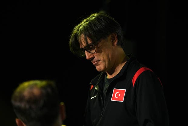 Turkish national team, Nationalteam s head coach Montella attends press conference, PK, Pressekonferenz in Los Angeles LOS ANGELES, CALIFORNIA - JUNE 24: Turkish National Team s head coach Vincenzo Montella speaks during a press conference ahead of the 2026 FIFA World Cup, WM, Weltmeisterschaft, Fussball First Stage Group D match between Turkiye and USA at the Los Angeles Stadium (SoFi Stadium) in Inglewood, California, United States on June 24, 2026. Tayfun Coskun Anadolu Los Angeles United States. Editorial use only. Please get in touch for any other usage.  Copyright: x2026xAnadoluxTayfunxCoskunx