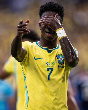 Vinicius Junior of Brazil celebrates after scoring the team s first goal during the FIFA World Cup, WM, Weltmeisterschaft, Fussball 2026 Group D match between Brazil and Scotland at Miami Stadium in Miami Gardens, Florida, United States, on June 24th, 2026. (Photo by Riquelve Nata Sports Press Photo)  Copyright: xRiquelvexNata SportsxPressxPhotox Sportspressphoto_SPR175603