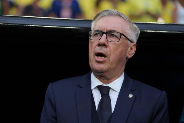 Brazil s head coach, Carlo Ancelotti reacts during the FIFA World Cup, WM, Weltmeisterschaft, Fussball 2026 group stage match Scotland against Brazil at Hard Rock Stadium in Miami, United States, 24 June 2026. FIFA World Cup 2026 - Group C - Scotland vs. Brazil !ACHTUNG: NUR REDAKTIONELLE NUTZUNG!  Copyright: xAlbertoxBoalx GR4016 20260624-55020699358_1