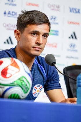 Andrés Cubas of Paraguay attends a press conference, PK, Pressekonferenz at Levi s Stadium in Santa Clara, California, United States, 24 June 2026. Paraguay national team, Nationalteam Press Conference in the United States !ACHTUNG: NUR REDAKTIONELLE NUTZUNG!  Copyright: xMIGUELxGUTIÉRREZx GR4041 20260624-55020699368_1