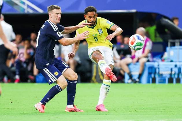 RECORD DATE NOT STATED FIFA World Cup, WM, Weltmeisterschaft, Fussball 2026 - Group C - Scotland v Brazil Matheus Cunha player of Brazil during the match between Scotland and Brazil in the third round of Group C of the 2026 FIFA World Cup group stage at Miami Stadium, in Florida, United States, on Wednesday, June 24, 2026.(Foto: William Volcov Brazil Photo Press IMAGO) Sports Miami FL United States of America Copyright: xWILLIAMxVOLCOVx