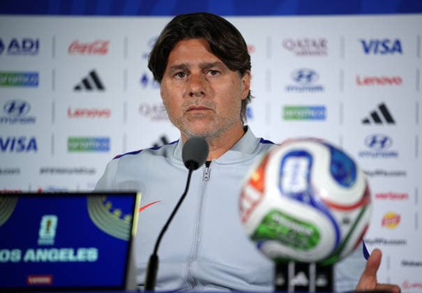 USA national team, Nationalteam head coach Mauricio Pochettino press conference, PK, Pressekonferenz in Los Angeles LOS ANGELES, CALIFORNIA - JUNE 24: USA National Team head coach Mauricio Pochettino speaks during a press conference ahead of the 2026 FIFA World Cup, WM, Weltmeisterschaft, Fussball First Stage Group D match between Turkiye and USA at the Los Angeles Stadium (SoFi Stadium) in Inglewood, California, United States on June 24, 2026. Tayfun Coskun Anadolu Los Angeles United States. Editorial use only. Please get in touch for any other usage.  Copyright: x2026xAnadoluxTayfunxCoskunx