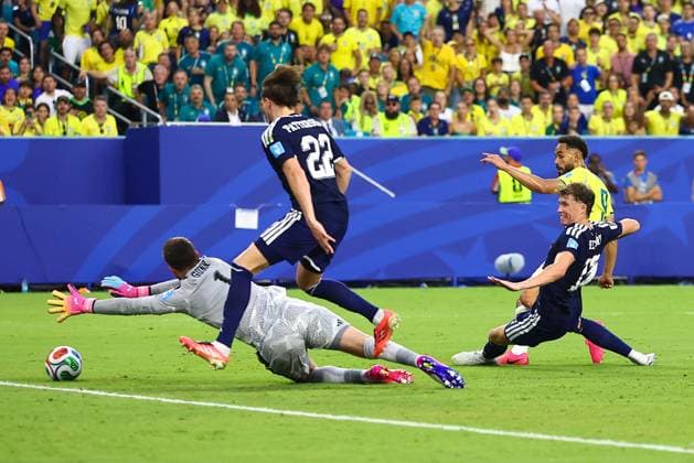Matheus Cunha scores the third goal for Brazil Scotland v Brazil, 2026 FIFA World Cup, WM, Weltmeisterschaft, Fussball Group C, Football, Miami Stadium, Miami, Florida, USA - 24 Jun 2026Miami Miami Stadium Florida (FL) United States of America EDITORIAL USE ONLY No use with unauthorised audio, video, data, fixture lists, club league logos or live services. Online in-match use limited to 120 images, no video emulation. No use in betting, games or single club league player publications.  Copyright: xMichaelxZemanek Shutterstockx 16956031cf