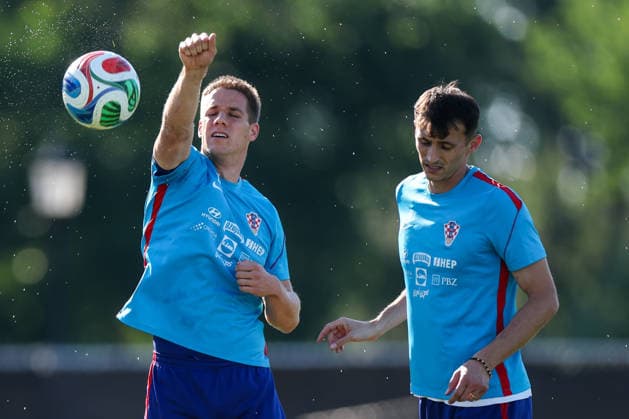 Croatia Training And press conference, PK, Pressekonferenz - FIFA World Cup, WM, Weltmeisterschaft, Fussball 2026 ALEXANDRIA, VIRGINIA - JUNE 24: Mario Pasalic and Ante Budimir of Croatia during the training session of Croatian national football team at training centre at Episcopal High School on June 24, 2026 in Alexandria, Virginia.  IgorxKralj PIXSELL