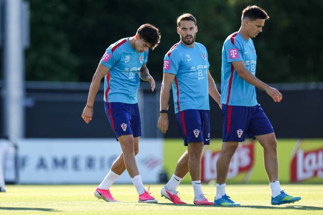 Croatia Training And press conference, PK, Pressekonferenz - FIFA World Cup, WM, Weltmeisterschaft, Fussball 2026 ALEXANDRIA, VIRGINIA - JUNE 24: Petar Musa, Nikola Vlasic and Nikola Moro of Croatia during the training session of Croatian national football team at training centre at Episcopal High School on June 24, 2026 in Alexandria, Virginia.  IgorxKralj PIXSELL