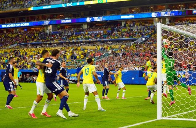 Alisson of Brazil saves Scotland v Brazil, 2026 FIFA World Cup, WM, Weltmeisterschaft, Fussball Group C, Football, Miami Stadium, Miami, Florida, USA - 24 Jun 2026Miami Miami Stadium Florida (FL) United States of America EDITORIAL USE ONLY No use with unauthorised audio, video, data, fixture lists, club league logos or live services. Online in-match use limited to 120 images, no video emulation. No use in betting, games or single club league player publications.  Copyright: xJavierxGarcia Shutterstockx 16956030dd