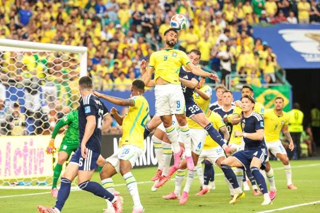 RECORD DATE NOT STATED FIFA World Cup, WM, Weltmeisterschaft, Fussball 2026 - Group C - Scotland v Brazil Matheus Cunha player of Brazil during the match between Scotland and Brazil in the third round of Group C of the 2026 FIFA World Cup group stage at Miami Stadium, in Florida, United States, on Wednesday, June 24, 2026.(Foto: Vanessa Carvalho Brazil Photo Press IMAGO) Sports %G Copyright: xVanessaxCarvalhox