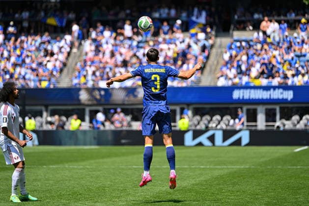 June 24, 2026: Bosnia and Herzegovina defender Dennis HadAÂ¾ikaduniÄ¡ (3) heads the ball during the FIFA World Cup, WM, Weltmeisterschaft, Fussball match between Bosnia - Herzegovina and Qatar in Seattle, WA.Bosnia - Herzegovina defeated Qatar 3-1. CSM Seattle United States - ZUMAc04_ 20260624_zma_c04_012 Copyright: xStevexFaberx