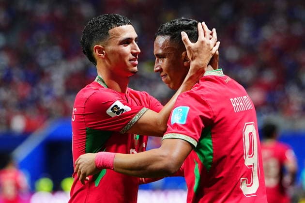 Morocco v Haiti - FIFA World Cup, WM, Weltmeisterschaft, Fussball 2026 - Group C ATLANTA, USA - JUNE 24: Soufiane Rahimi (9) of Morocco celebrates after scoring a goal during 2026 FIFA World Cup First Stage Group C match between Morocco and Haiti at Mercedes-Benz Stadium (Atlanta Stadium) in Atlanta, Georgia, United States on June 24, 2026. Evrim Aydin Anadolu Georgia United States. Editorial use only. Please get in touch for any other usage.  Copyright: x2026xAnadoluxEvrimxAydinx