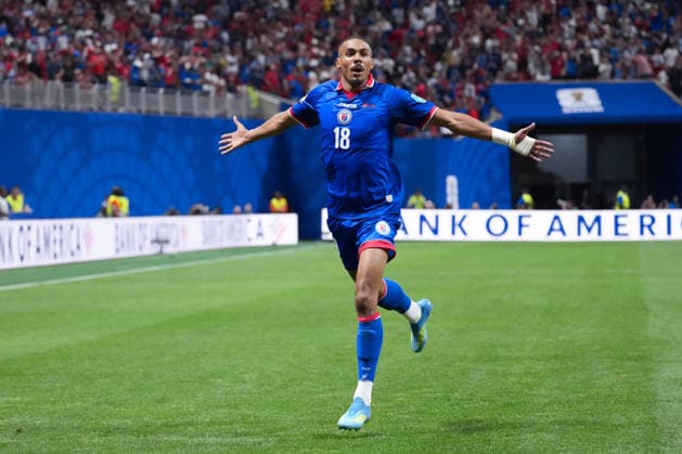 Wilson Isidor of Haiti celebrates after scoring the team s second goal during a FIFA Men’s World Cup 2026 Group Stage football match between Morocco and Haiti at Atlanta Stadium, in Atlanta June 24th 2026 (Photo by Alexandra Fechete SPP)  Copyright: xAlexandraxFechete SPPx Sportspressphoto_SPR175674