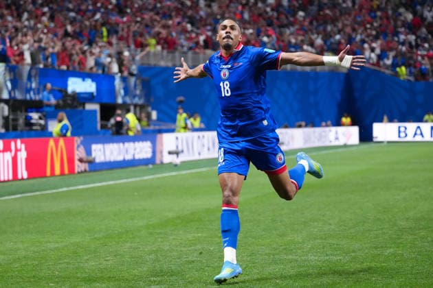 Wilson Isidor of Haiti celebrates after scoring the team s second goal during a FIFA Men’s World Cup 2026 Group Stage football match between Morocco and Haiti at Atlanta Stadium, in Atlanta June 24th 2026 (Photo by Alexandra Fechete SPP)  Copyright: xAlexandraxFechete SPPx Sportspressphoto_SPR175675