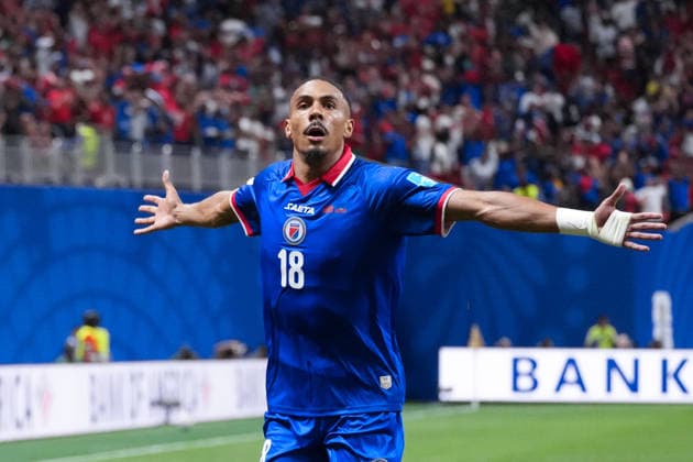 Wilson Isidor of Haiti celebrates after scoring the team s second goal during a FIFA Men’s World Cup 2026 Group Stage football match between Morocco and Haiti at Atlanta Stadium, in Atlanta June 24th 2026 (Photo by Alexandra Fechete SPP)  Copyright: xAlexandraxFechete SPPx Sportspressphoto_SPR175676