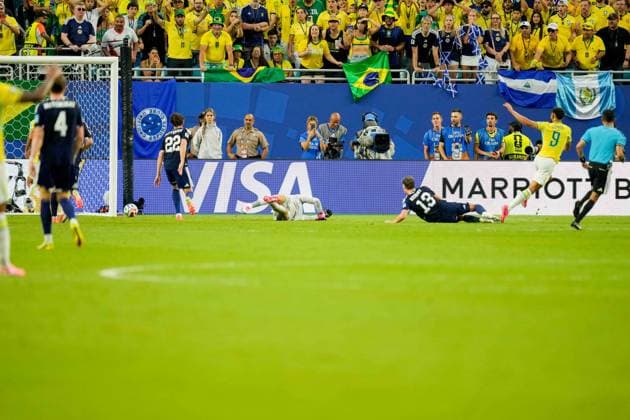Matheus Cunha (Brazil) scores the team s third goal during the FIFA World Cup, WM, Weltmeisterschaft, Fussball 2026 Group C match between Scotland and Brazil at Miami Stadium on June 24, 2026 in Miami, United States. (Photo by Alex Gottschalk DeFodi Images) - *** Matheus Cunha of Brazil scores the team s third goal during the 2026 FIFA World Cup Group C match between Scotland and Brazil at Miami Stadium on June 24, 2026, in Miami, United States. Photo by Alex Gottschalk, DeFodi Images