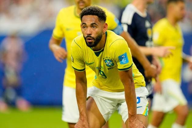 Matheus Cunha (Brazil) looks on during the FIFA World Cup, WM, Weltmeisterschaft, Fussball 2026 Group C match between Scotland and Brazil at Miami Stadium on June 24, 2026 in Miami, United States. (Photo by Alex Gottschalk DeFodi Images) - *** Matheus Cunha of Brazil watches the FIFA World Cup 2026 Group C match between Scotland and Brazil at Miami Stadium on June 24, 2026, in Miami, United States. Photo by Alex Gottschalk, DeFodi Images