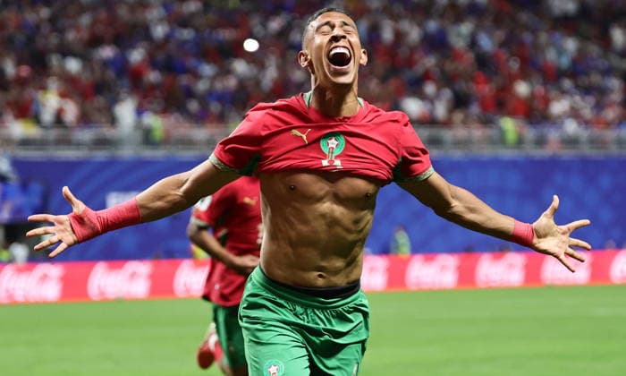 FIFA World Cup, WM, Weltmeisterschaft, Fussball 2026 - Group C - Morocco vs Haiti Soufiane Rahimi of Morocco celebrates after scoring the 3-2 lead during the FIFA World Cup 2026 group stage match Morocco against Haiti, in Atlanta, Georgia, USA, 24 June 2026. ATLANTA United States  Copyright: xRONALDxWITTEKx