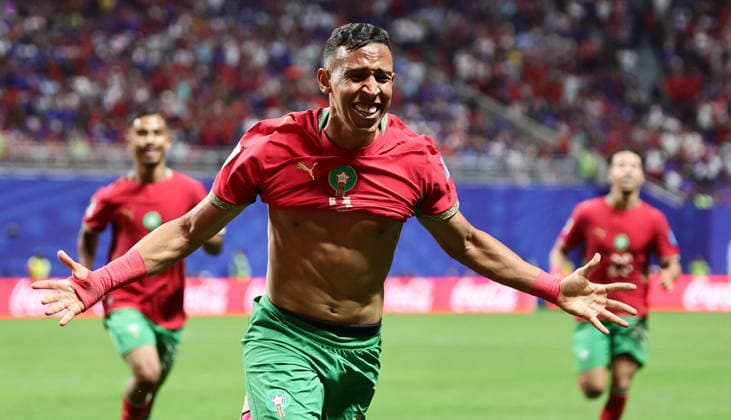 FIFA World Cup, WM, Weltmeisterschaft, Fussball 2026 - Group C - Morocco vs Haiti Soufiane Rahimi of Morocco celebrates after scoring the 3-2 lead during the FIFA World Cup 2026 group stage match Morocco against Haiti, in Atlanta, Georgia, USA, 24 June 2026. ATLANTA United States  Copyright: xRONALDxWITTEKx
