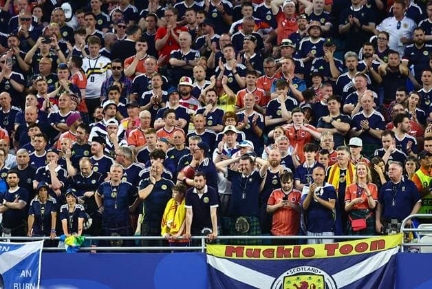 Scotland fans dejected at full time Scotland v Brazil, 2026 FIFA World Cup, WM, Weltmeisterschaft, Fussball Group C, Football, Miami Stadium, Miami, Florida, USA - 24 Jun 2026Miami Miami Stadium Florida (FL) United States of America EDITORIAL USE ONLY No use with unauthorised audio, video, data, fixture lists, club league logos or live services. Online in-match use limited to 120 images, no video emulation. No use in betting, games or single club league player publications.  Copyright: xMichaelxZemanek Shutterstockx 16956031cv