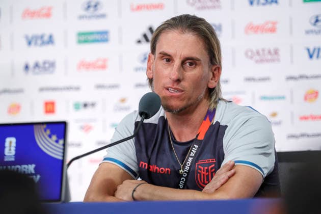 Ecuador s head coach, Sebastián Beccacece, speaks at a press conference, PK, Pressekonferenz at the New York New Jersey Stadium in East Rutherford, New Jersey, United States, 24 June 2026. Press conference with the Ecuador national team, Nationalteam in the United States !ACHTUNG: NUR REDAKTIONELLE NUTZUNG!  Copyright: xSebastiaoxMoreirax AME4047 20260625-55020699674_1