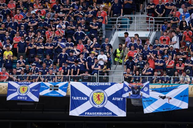 Scotland v Brazil: Group C - FIFA World Cup, WM, Weltmeisterschaft, Fussball 2026 Scottish fans look dejected during the FIFA World Cup 2026 Group C match between Scotland and Brazil at Miami Stadium on June 24, 2026 in Miami, United States. Miami Gardens Miami Stadium FL United States Copyright: xAllstarxPicturexLibraryxLtdx