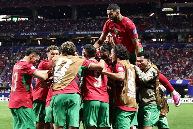 FIFA World Cup, WM, Weltmeisterschaft, Fussball 2026 - Group C - Morocco vs Haiti Players of Morocco celebrate after scoring the 4-2 goal during the FIFA World Cup 2026 group stage match Morocco against Haiti, in Atlanta, Georgia, USA, 24 June 2026. ATLANTA United States  Copyright: xRONALDxWITTEKx