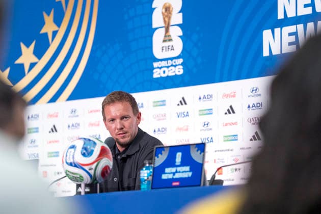 FIFA World Cup, WM, Weltmeisterschaft, Fussball 2026: Julian Nagelsmann (Germany, Coach) bei der Pressekonferenz vor dem dritten WM-Gruppenspiel Ecuador - Deutschland in New York New Jersey Stadium in East Rutherford, New Jersey, USA. 24.06.2026 *** 2026 FIFA World Cup: Julian Nagelsmann, Germany s coach, at the press conference ahead of the third World Cup group stage match between Ecuador and Germany at New Jersey Stadium in East Rutherford, New Jersey, USA, June 24, 2026 Copyright: HMBxMedia xMarcoxBader