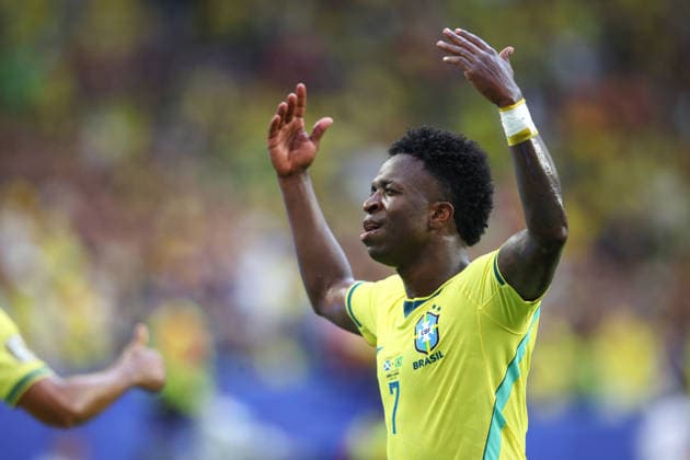FIFA World Cup, WM, Weltmeisterschaft, Fussball 2026: Scotland v Brazil MIAMI, USA - 24th June 2026: Vinicius Junior of Brazil celebrates scoring his side s first goal during the FIFA World Cup 2026 Group C match between Scotland and Brazil at Miami Stadium Miami Miami Stadium United States of America Copyright: xCraigxMercerx xPeakxActionxPhotosx