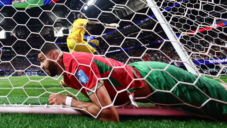 FIFA World Cup, WM, Weltmeisterschaft, Fussball 2026 - Group C - Morocco vs Haiti Ismael Saibari of Morocco falls into the goal net during the FIFA World Cup 2026 group stage match Morocco against Haiti, in Atlanta, Georgia, USA, 24 June 2026. ATLANTA United States  Copyright: xRONALDxWITTEKx