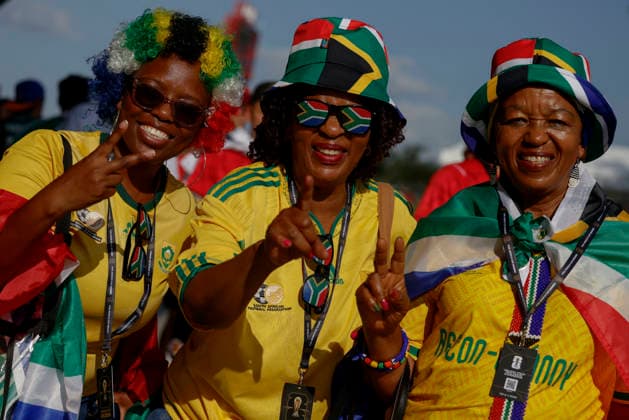June 24, 2026, Guadalupe, Nuevo Leon, Mexico: South African fans outside the stadium before the match between South Africa and Korea Republic for the 3rd round of the group A of the FIFA World Cup, WM, Weltmeisterschaft, Fussball 2026, at Monterrey Stadium. Guadalupe Mexico - ZUMAo125 20260624_zip_o125_001 Copyright: xAntonioxOjedax