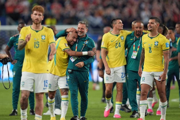 Brazilian players react during the FIFA World Cup, WM, Weltmeisterschaft, Fussball 2026 group stage match Scotland against Brazil at Hard Rock Stadium in Miami, United States, 24 June 2026. FIFA World Cup 2026 - Group C - Scotland vs. Brazil !ACHTUNG: NUR REDAKTIONELLE NUTZUNG!  Copyright: xAlbertoxBoalx GR4158 20260625-55020699966_1