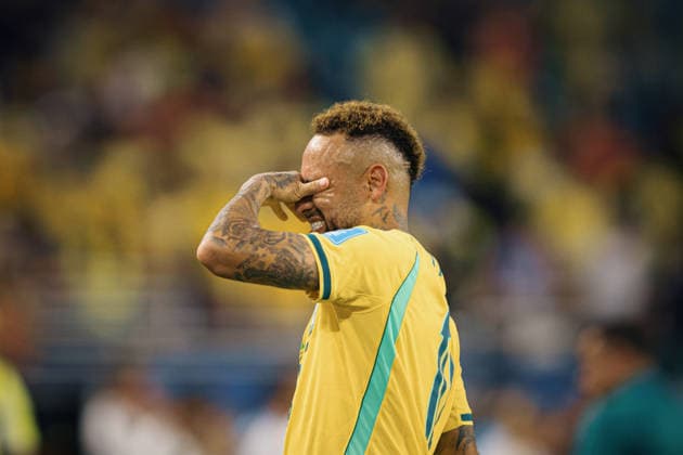 Scotland vs. Brazil MIAMI, FL - 24.06.2026: SCOTLAND VS. BRAZIL - Neymar Junior of Brazil during the match between Scotland and Brazil in the third round of the group stage of the 2026 World Cup, held at Hard Rock Stadium in Miami, United States. (Photo: Marcelo Machado de Melo Fotoarena) x2969675x  MarceloxMachadoxdexMelo