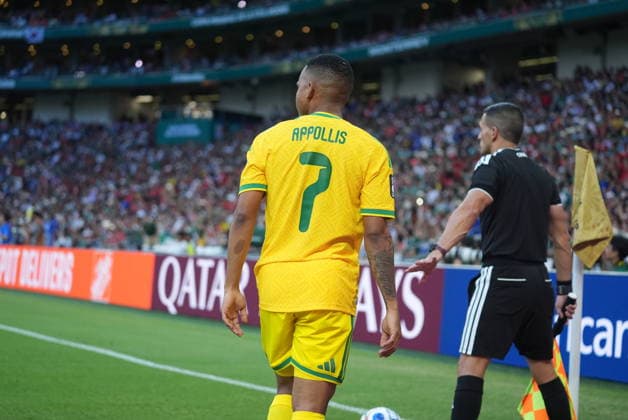 South Africa v South Korea - FIFA World Cup, WM, Weltmeisterschaft, Fussball 2026 - Group A MONTERREY, MEXICO - JUNE 24: Oswin Appollis (7) of South Africa uses a corner during the 2026 FIFA World Cup First Stage Group A match between South Africa and South Korea at Estadio BBVA (Monterrey Stadium) in Monterrey, Mexico on June 24, 2026. Juancho Torres Anadolu Nuevo Leon Mexico. Editorial use only. Please get in touch for any other usage.  Copyright: x2026xAnadoluxJuanchoxTorresx
