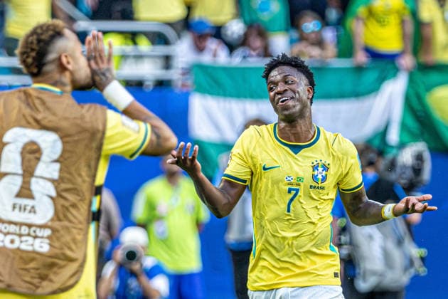 Scotland vs. Brazil MIAMI, FL - 24.06.2026: SCOTLAND VS. BRAZIL - Vinicius Jr during the match between Brazil and Scotland, valid for the group stage of the 2026 FIFA World Cup, WM, Weltmeisterschaft, Fussball held at Hard Rock Stadium, in Miami Gardens, Florida, United States, this Wednesday (24). (Photo: Danilo Fernandes Fotoarena) x2969678x  DaniloxFernandes