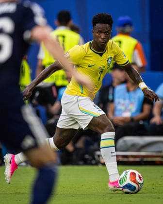 Vinicius Junior of Brazil runs with the ball during a FIFA Men’s World Cup 2026 Group Stage football match between Scotland and Brazil at Miami Stadium, in Miami Gardens on June 24th 2026 (Photo by Ricardo Nogueira SPP)  Copyright: xRicardoxNogueira SPPx Sportspressphoto_SPR175934