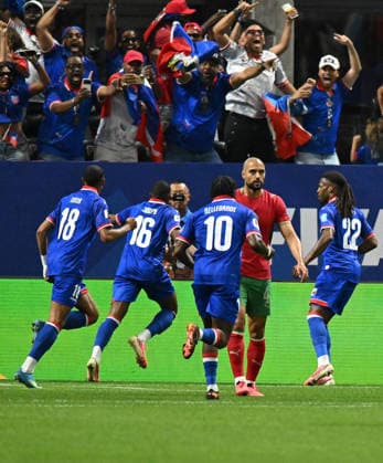 (260625) -- ATLANTA, June 25, 2026 -- Players of Haiti celebrate Morocco s own goal during the group C match between Morocco and Haiti at the 2026 FIFA World Cup, WM, Weltmeisterschaft, Fussball at Atlanta Stadium in Atlanta, the United States, June 24, 2026. ) (SP)U.S.-ATLANTA-FOOTBALL-FIFA WORLD CUP-GROUP C-MAR VS HTI JuxHuanzong 