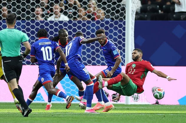 (260625) -- ATLANTA, June 25, 2026 -- Ismael Saibari of Morocco (1st R) competes during the group C match between Morocco and Haiti at the 2026 FIFA World Cup, WM, Weltmeisterschaft, Fussball at Atlanta Stadium in Atlanta, the United States, June 24, 2026. ) (SP)U.S.-ATLANTA-FOOTBALL-FIFA WORLD CUP-GROUP C-MAR VS HTI WangxKaiyan 