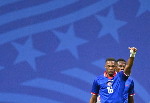 (260625) -- ATLANTA, June 25, 2026 -- Lenny Joseph (front) of Haiti reacts during the group C match between Morocco and Haiti at the 2026 FIFA World Cup, WM, Weltmeisterschaft, Fussball at Atlanta Stadium in Atlanta, the United States, June 24, 2026. ) (SP)U.S.-ATLANTA-FOOTBALL-FIFA WORLD CUP-GROUP C-MAR VS HTI JuxHuanzong 