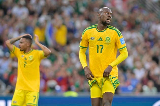 FIFA World Cup, WM, Weltmeisterschaft, Fussball 2026 - Group A - South Africa vs South Korea Evidence Makgopa (R) of South Africa reacts during the FIFA World Cup 2026 group stage match South Africa against South Korea in Monterrey, Mexico, 24 June 2026. Monterrey Mexico  Copyright: xMIGUELxSIERRAx