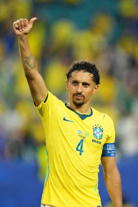 Scotland v Brazil: Group C - FIFA World Cup, WM, Weltmeisterschaft, Fussball 2026 Marquinhos of Brazil celebrates the victory during the FIFA World Cup 2026 Group C match between Scotland and Brazil at Miami Stadium on June 24, 2026 in Miami, United States. Miami Gardens FL United States  Copyright: xJosexBretonx originalFilename:bretonhernandez-scotland260624_npQPr.jpg