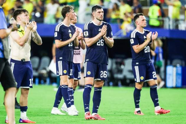 RECORD DATE NOT STATED FIFA World Cup, WM, Weltmeisterschaft, Fussball 2026 - Group C - Scotland v Brazil Scotland players after the match between Scotland and Brazil in the third round of Group C of the 2026 FIFA World Cup group stage at Miami Stadium, in Florida, United States, on Wednesday, June 24, 2026.(Foto: William Volcov Brazil Photo Press IMAGO) Sports Miami FL United States of America Copyright: xWILLIAMxVOLCOVx