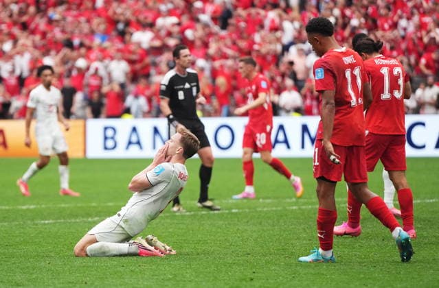 June 24, 2026, Vancouver, Bc, CANADA: Canada s Alistair Johnston (2) reacts after a missed opportunity against Switzerland during the second half of a World Cup Group B soccer match, in Vancouver, on Wednesday, June 24, 2026. Canada News - June 24, 2026  - ZUMAc35_ 20260624_zaf_c35_232 Copyright: xDarrylxDyckx