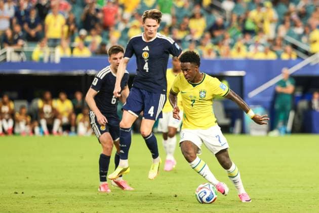 RECORD DATE NOT STATED FIFA World Cup, WM, Weltmeisterschaft, Fussball 2026 - Group C - Scotland v Brazil Vinicius Jr. player of Brazil during the match between Scotland and Brazil in the third round of Group C of the 2026 FIFA World Cup group stage at Miami Stadium, in Florida, United States, on Wednesday, June 24, 2026.(Foto: Vanessa Carvalho Brazil Photo Press IMAGO) Sports Copyright: xVanessaxCarvalhox