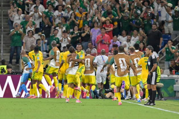FIFA World Cup, WM, Weltmeisterschaft, Fussball 2026 - Group A - South Africa vs South Korea Players of South Africa celebrate a goal by Thapelo Maseko during the FIFA World Cup 2026 group stage match South Africa against South Korea in Monterrey, Mexico, 24 June 2026. Monterrey Mexico  Copyright: xMIGUELxSIERRAx