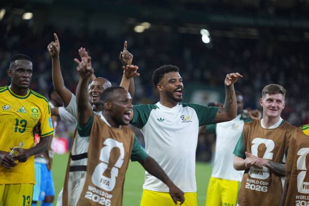 South Africa v South Korea - FIFA World Cup, WM, Weltmeisterschaft, Fussball 2026 - Group A MONTERREY, MEXICO - JUNE 24: Players of South Africa celebrate after the 2026 FIFA World Cup First Stage Group A match between South Africa and South Korea at Estadio BBVA (Monterrey Stadium) in Monterrey, Mexico on June 24, 2026. Juancho Torres Anadolu Nuevo Leon Mexico. Editorial use only. Please get in touch for any other usage.  Copyright: x2026xAnadoluxJuanchoxTorresx