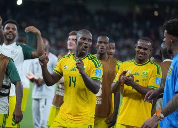 South Africa v South Korea - FIFA World Cup, WM, Weltmeisterschaft, Fussball 2026 - Group A MONTERREY, MEXICO - JUNE 24: Players of South Africa celebrate after the 2026 FIFA World Cup First Stage Group A match between South Africa and South Korea at Estadio BBVA (Monterrey Stadium) in Monterrey, Mexico on June 24, 2026. Juancho Torres Anadolu Nuevo Leon Mexico. Editorial use only. Please get in touch for any other usage.  Copyright: x2026xAnadoluxJuanchoxTorresx