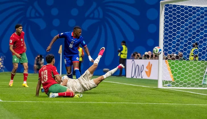 June 24, 2026, Atlanta, Georgia, USA: Haiti forward Lenny Joseph (16) celebrates after scoring a goal against Morocco during their World Cup: First Stage Group C match at Atlanta Stadium in ATLANTA, Georgia. Morocco wins the match, 4:2. Atlanta USA - ZUMAa161 20260624_aaa_a161_041 Copyright: xWalterxArcex xGMGx