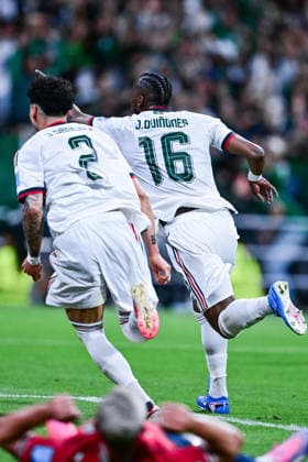 Julian Quinones of Mexico celebrates after scoring the team s second goal during a FIFA Men’s World Cup 2026 Group Stage football match between Czechia and Mexico at Mexico City Stadium, in Mexico City on June 24th 2026 (Photo by Nayra Halm SPP)  Copyright: xNayraxHalm SPPx Sportspressphoto_SPR176120
