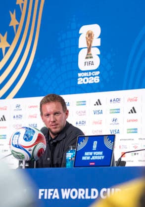 FIFA World Cup, WM, Weltmeisterschaft, Fussball 2026: Julian Nagelsmann (Germany, Coach) bei der Pressekonferenz vor dem dritten WM-Gruppenspiel Ecuador - Deutschland in New York New Jersey Stadium in East Rutherford, New Jersey, USA. 24.06.2026 *** 2026 FIFA World Cup: Julian Nagelsmann, Germany s coach, at the press conference ahead of the third World Cup group stage match between Ecuador and Germany at New Jersey Stadium in East Rutherford, New Jersey, USA, June 24, 2026 Copyright: HMBxMedia xMarcoxBader