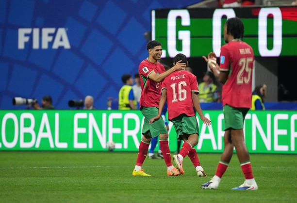 (260625) -- ATLANTA, June 25, 2026 -- Gessime Yassine (C) of Morocco celebrates his goal with teammates during the group C match between Morocco and Haiti at the 2026 FIFA World Cup, WM, Weltmeisterschaft, Fussball at Atlanta Stadium in Atlanta, the United States, June 24, 2026. ) (SP)U.S.-ATLANTA-FOOTBALL-FIFA WORLD CUP-GROUP C-MAR VS HTI JuxHuanzong 