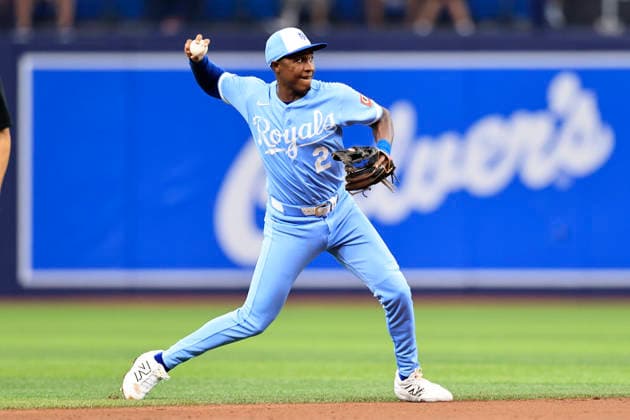 June 24, 2026, St. Petersburg, Florida, USA: Kansas City Royals shortstop Tyler Tolbert (2) fields a ball off the bat of Tampa Bay Rays designated hitter Yandy DoÂ­az (2) and throws him out at first base during an MLB, Baseball Herren, USA game on June 24, 2026 at Tropicana Field. The Rays beat the Royals 5-3. MLB 2026: Tampa Bay Rays 5 : 3 Kansas City Royals  - ZUMAh180 20260624_zsp_h180_009 Copyright: xKimxHukarix
